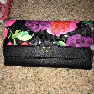 Black floral wallet
